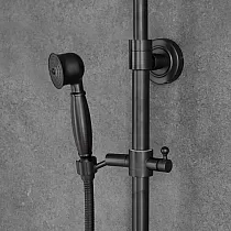 Brusesystem i retrostil lavet af messing med regnbruser, højde 129,5 cm, sort farve