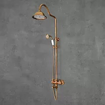 Brusesystem i retrostil, messing, antik bronzefarve, keramisk finish, højde 136 cm