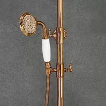 Duschsystem im Retro-Stil, Messing, antike Bronzefarbe, Keramik-Finish, Höhe 136 cm