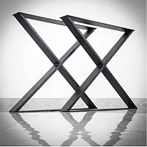 Picior de masă metalic robust în formă de X din oțel, înălțime 71 cm, lățime 80 cm, set de 2 bucăți