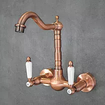 Design-Wandarmatur aus Messing und Keramik, Antik-Roségold-Optik