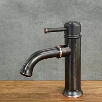 Retro style washbasin faucet made of brass, height 215mm, spout length 125mm
