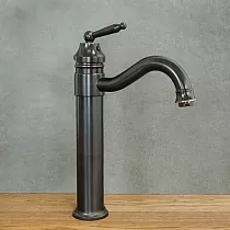 Umývadlová batéria v retro štýle z čiernej mosadze, výška 35 cm, dĺžka výtoku 17 cm