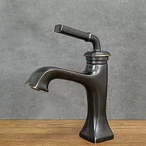 Retro style black washbasin faucet, faucet made of brass with shabby effect, height 25.5 cm, spout length 13 cm