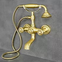 Retro styl nástěnná žlutá mosazná sprchová baterie, výška 30 cm, délka výtoku 10 cm