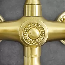 Retro štýl nástenná žltá mosadzná sprchová batéria, výška 30 cm, dĺžka výtoku 10 cm