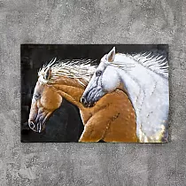 Obra de arte en metal 3D Dos caballos, altura 80 cm, ancho 120 cm