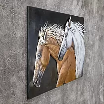 Obra de arte en metal 3D Dos caballos, altura 80 cm, ancho 120 cm
