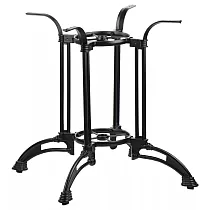 Stor størrelse støbejerns bordfod med 4 fod, sort farve, højde 72 cm, velegnet til bordplader 100x100 cm, vægt 21,5 kg