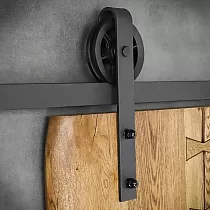 Stumdomų durų sistema pagaminta iš plieno, vienvėrėms durims iki 130 kg, ilgis 2 metrai, juodos spalvos, tvirtinamas prie sienos