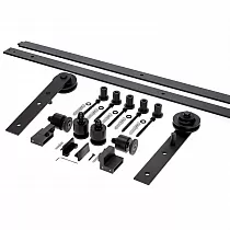 Skyvedør enkeltblads glassdørsystem, vekt opptil 130 kg, lengde 2 meter, svart farge, veggmontert
