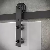Tolóajtós egyszárnyú üvegajtórendszer, tömeg 130 kg-ig, hossz 2 méter, fekete színű, falra szerelhető