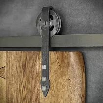 Einflügeliges Schiebetürsystem für Holztüren, Gewicht bis 90 kg, Länge 2 Meter, Farbe Stahlgrau, Wandmontage