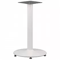 Pied de table central élégant en acier, couleur blanche, base Ø 57 cm, hauteur 72,5 cm, pour surfaces jusqu\'à D80 cm