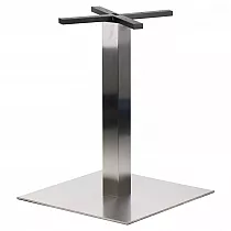 Edelstahl-Mitteltischuntergestell, gebürstet, Höhe 72,5cm, Bodenplattenmaß 50x50cm, für Stellflächen bis 80x80cm