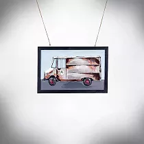 3D metal art, nástenná dekorácia, obraz - Doručovacie auto A, rozmery 60x40cm