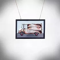 Arte in metallo 3D, decorazione da parete, quadro - Camion delle consegne A, dimensioni 60x40cm