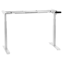 Metalen tafelonderstel met elektrisch verstelbare hoogte, twee motoren, kleur wit, hoogte 61,5-126,5 cm, lengte 119-172 cm