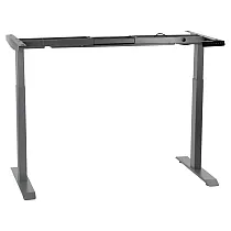 Tischgestell aus Metall mit elektrischer Höhenverstellung, alufarben, zwei Motoren, Höhe 70,5-118 cm, Länge 119-172 cm