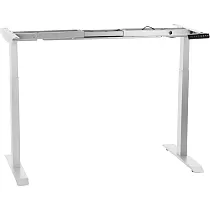 Elektrikli yükseklik ayarlı metal masa iskeleti, beyaz renk, iki motorlu, yükseklik 70,5-118 cm, uzunluk 119-172 cm
