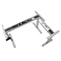 Metalen tafelframe voor kantoren met elektrische hoogteverstelling, verstelbare hoogte 71-119 cm, aluminiumkleur, drie motoren, lengte 123,5-175,5 88,5-135 cm