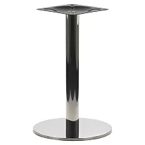 Centralt bordsben av stål, rund bas, polerad, diameter 45 cm, höjd 71,5 cm