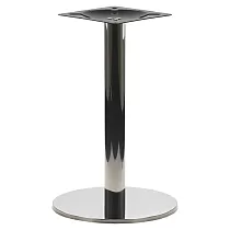 Gamba centrale del tavolo in acciaio, base tonda, lucida, diametro 45 cm, altezza 71,5 cm
