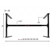 Metal table frame, black color, height 42, adjustable length 80-130 cm