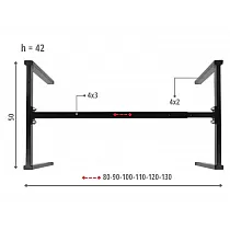 Metāla galda rāmis, augstums 42 cm, regulējams garums 80-130 cm, melnā krāsā
