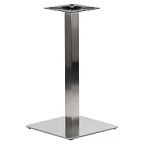 Gamba da tavolo in acciaio inox, opaca, dimensioni base 40x40 cm, altezza 72 cm, per superfici fino a 60x60 cm