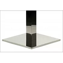 Centralt bordben af rustfrit stål, bundmål 45x45 cm, højde 71,5 cm