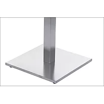 Centrale tafelpoot van RVS, onderstel afmetingen 45x45 cm, middenpoot 60x60 mm, hoogte 71,5 cm