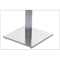 Középső asztalláb rozsdamentes acélból, magassága 71,5 cm, alaplap mérete 45x45 cm, téglalap középső oszlop 6x6 cm