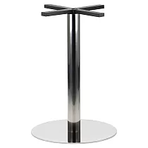 Nerūdijančio plieno centrinis stalo pagrindas, poliruotas, aukštis 72,5 cm, pagrindo kojos skersmuo 49,5 cm