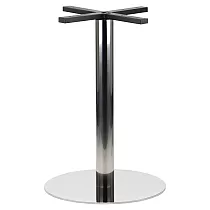 Rozsdamentes acél központi asztallap, polírozott, talpátmérő 49,5 cm, magasság 72,5 cm