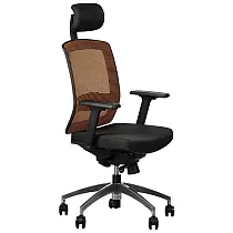 Ērts biroja krēsls, grozāms, regulējams krēsls ar sietiņa atzveltni, oranžā krāsā SCB1
