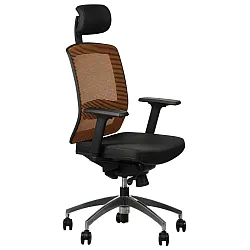Komfortabel kontorstol, drejelig, justerbar stol med mesh ryg, orange farve SCB1
