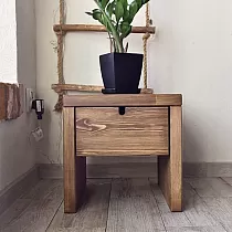 Massivt nattbord i furu, brunt, høyde 40 cm, bredde 40 cm, dybde 40 cm, sett med 2 stk.