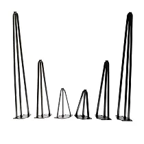 Dekorative møbelbordben i metall laget av 3 flate stålstenger, sort farge eller med ståleffekt, høyde 20, 40 eller 73 cm, sett med 4 ben