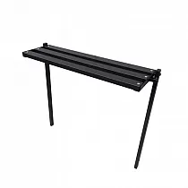 Metallinen penkki hautausmaakäyttöön PVC-laudoilla ja laskumekanismilla, leveys 73 tai 83 cm