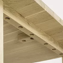 Pernas de mesa em carvalho bruto para mesas, formato trapezoidal, altura 71 cm, largura máxima 78,5 cm, conjunto de 2 peças