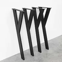 Y-tüüpi metallist lauajalad terasest, musta värvi, kõrgus 71 cm, laius 26 cm, komplektis 4 jalga