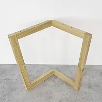 3D prostorové dřevěné stolové nohy ke stolům, surový dubový masiv, trojúhelníkový tvar, výška 72 cm, maximální šířka 73,5 cm, sada 2 ks