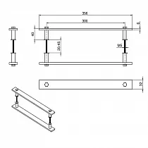 Suur mustast terasest ukselink, komplektis 2 tk, pikkus 35,6 cm