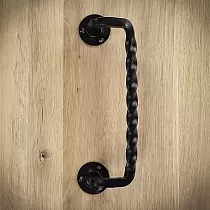 Tirador de metal negro, tirador para puertas correderas, fabricado en acero, lacado, color negro, altura 29 cm, peso 640 gramos, juego de 2 piezas.