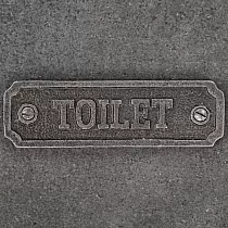 Informatives rechteckiges Gusseisenschild Toilette, Maße 3,2 x 11,5 cm, Set mit 10 Stück.