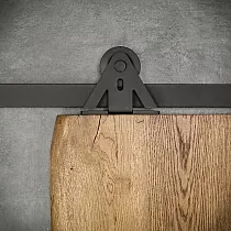 Systém posuvných dverí pre drevené dvere, hmotnosť do 130 kg, dĺžka 2 metre, čierna farba, montáž na stenu