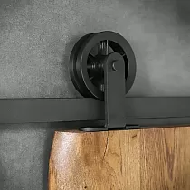 Sliding door system KOLO NA WIESZAKU BLACK for single-leaf doors up to 130 kg, fixed to the wall