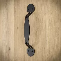 Stumdomų durų metalinė rankena pagaminta iš plieno, juodos spalvos, rinkinys iš 4 dalių, ilgis 24,3 cm