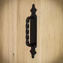 Stumdomų durų metalinė rankena iš plieno, lakuota, juodos spalvos, rinkinyje 4 vnt., ilgis 28 cm